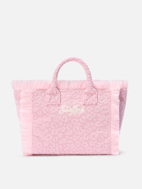 Terry effect Colette bag with raised leopard pattern