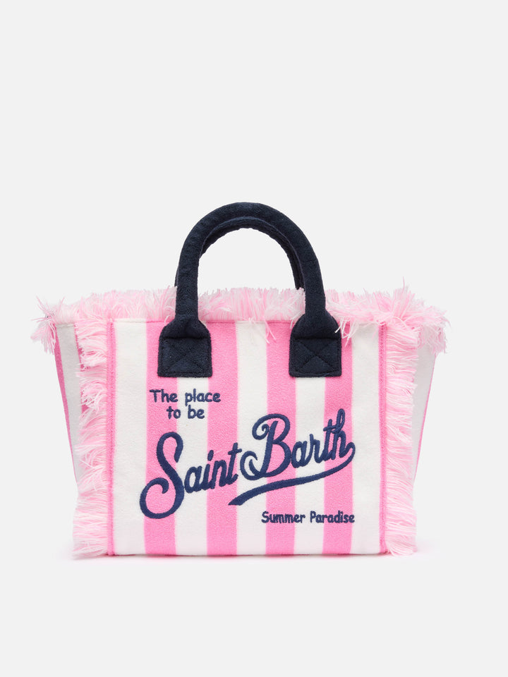 Colette Sponge – Rosa gestreifte Frottee-Handtasche