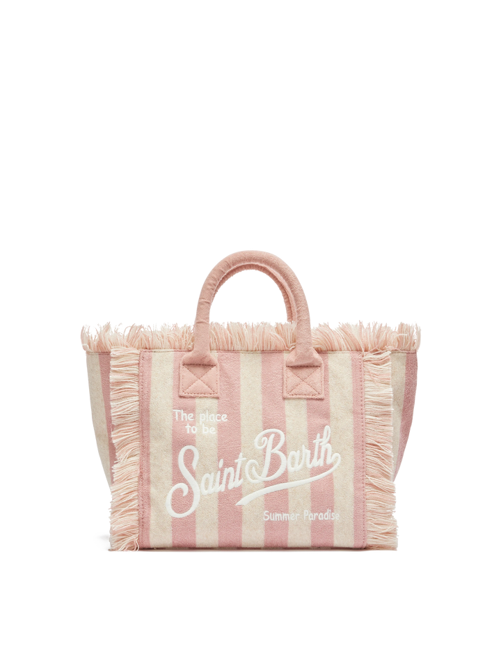 Colette Sponge light pink striped terry handbag - MC2 Saint Barth
