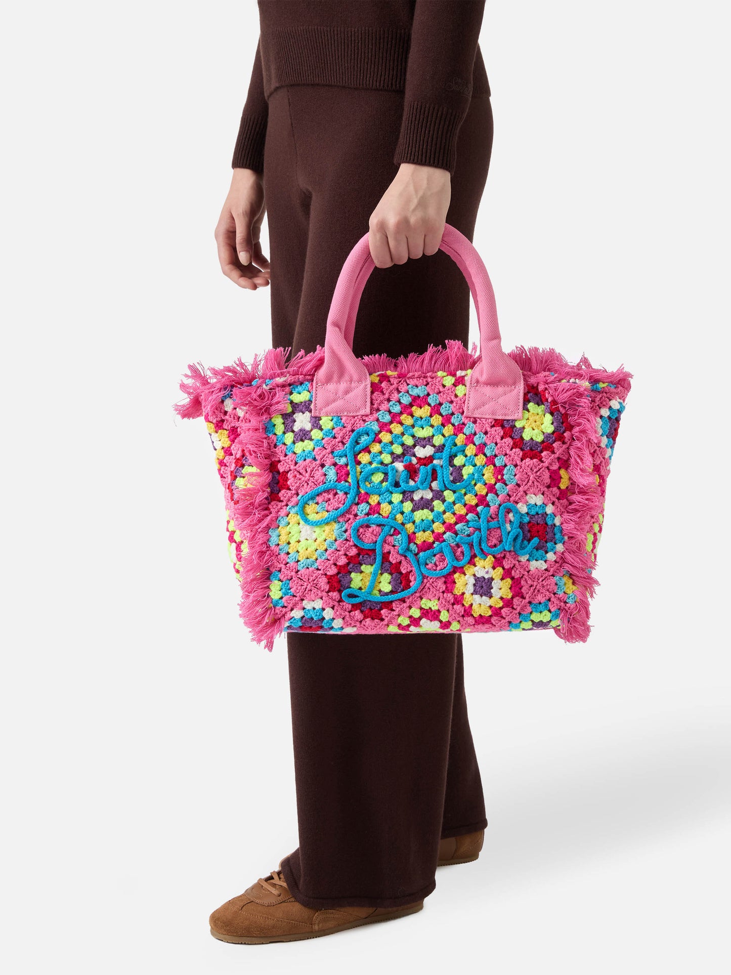 Colette rosa Häkelhandtasche