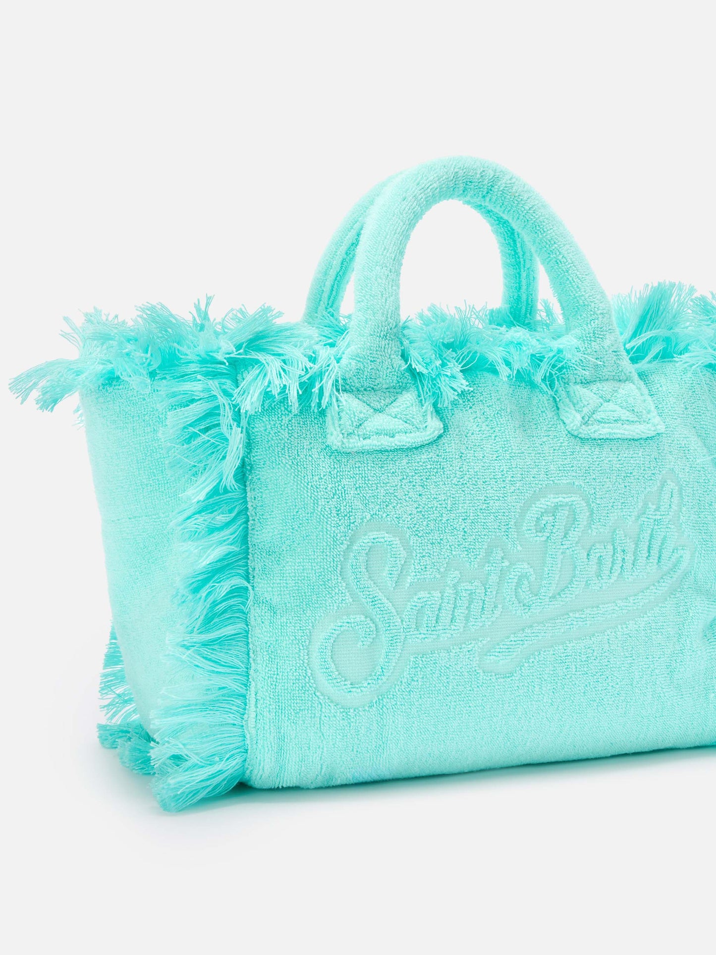 Einfarbige Colette-Tasche in Aquagrün mit Frottee-Effekt 