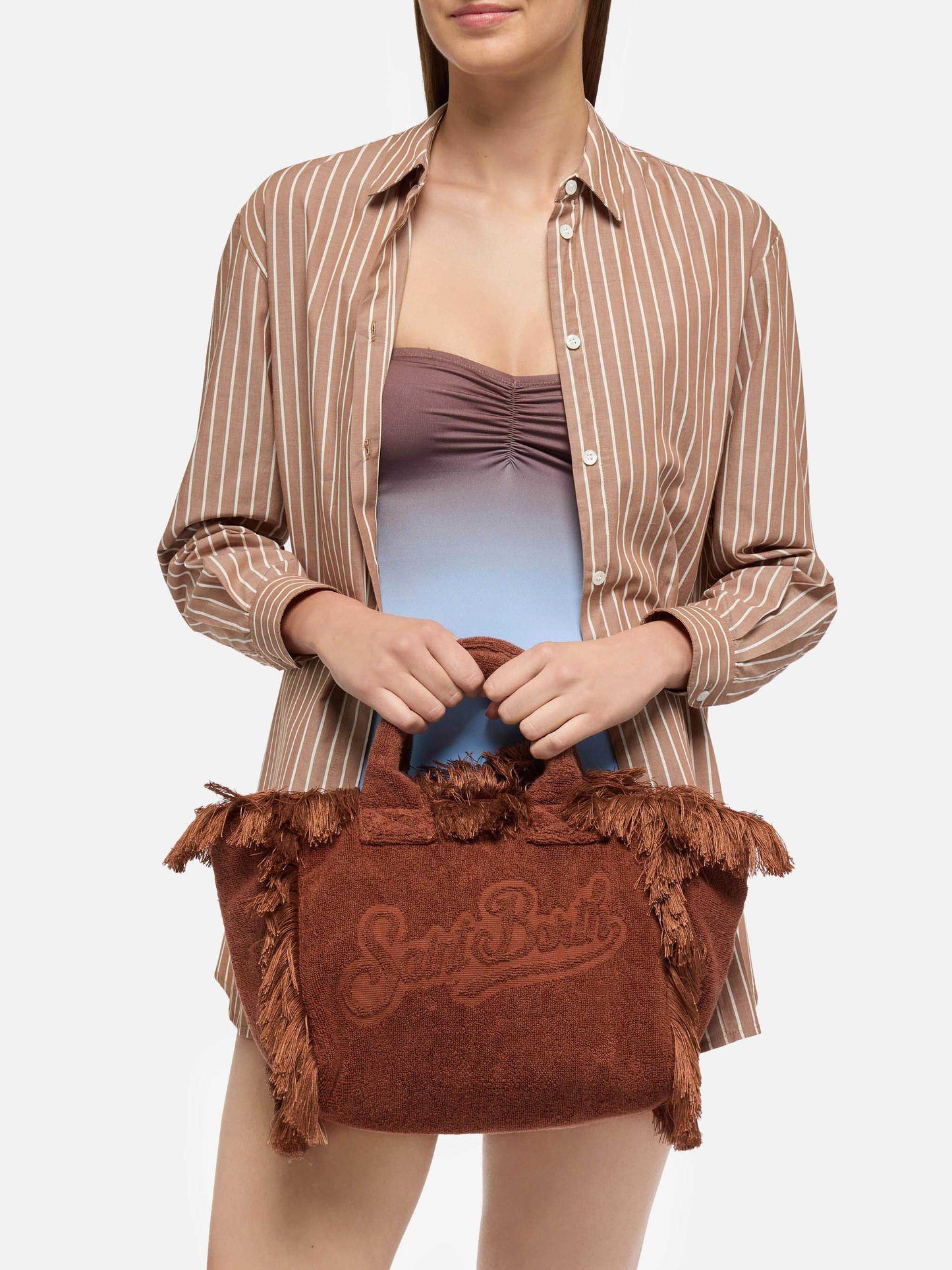 Colette Terry embossed brown handbag - MC2 Saint Barth