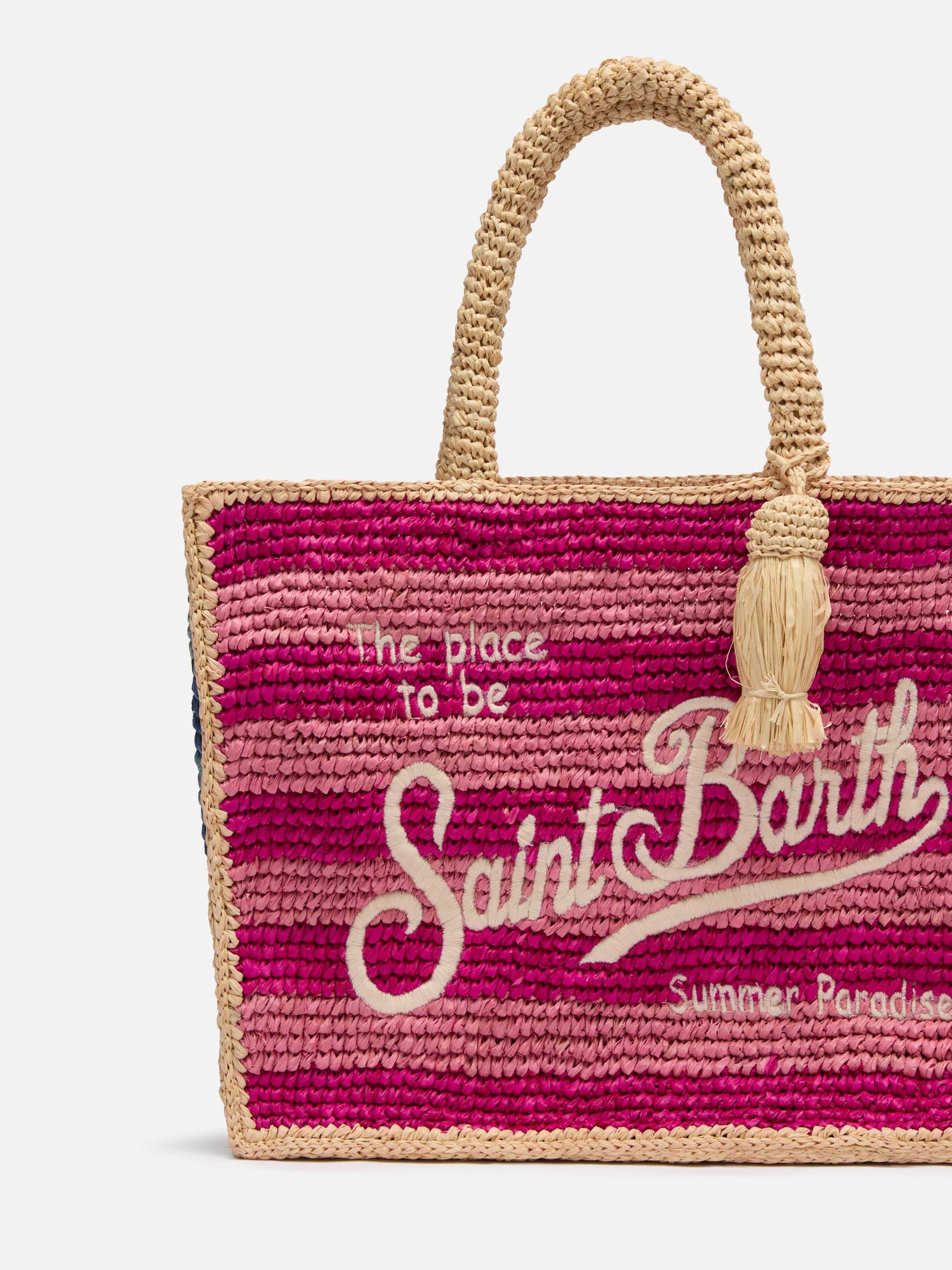 Colette Raffia multicolor striped handbag with logo embroidery - MC2 Saint Barth