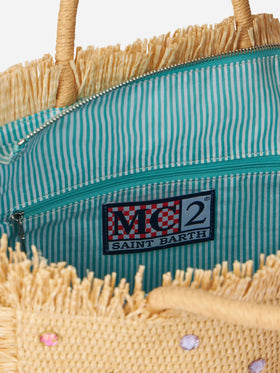 Colette Straw effect handbag with rhinestone embellishment