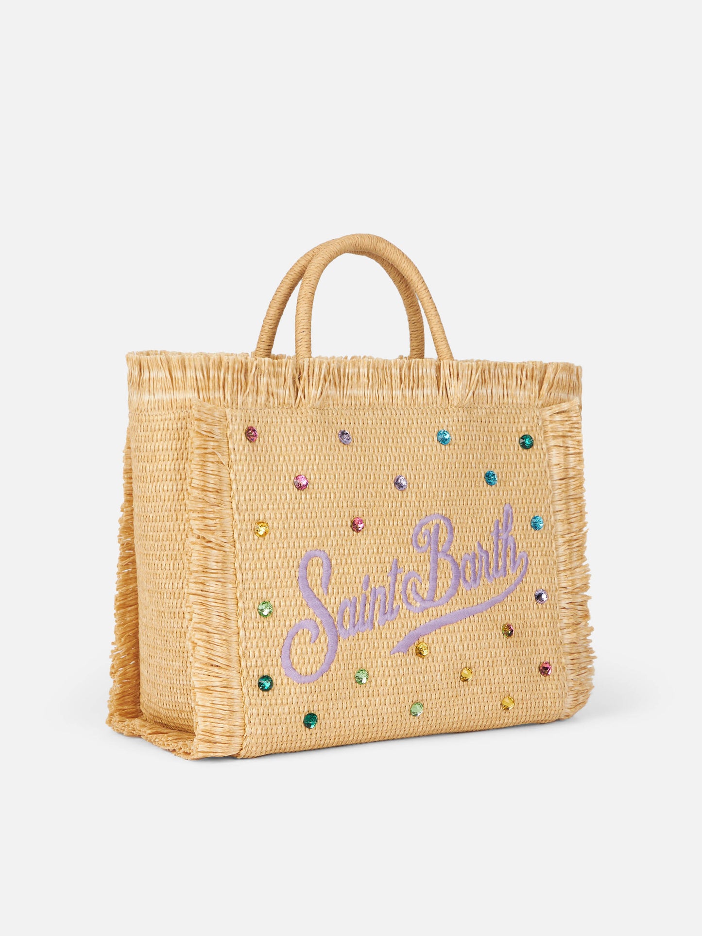 Colette Straw effect handbag with rhinestone embellishment
