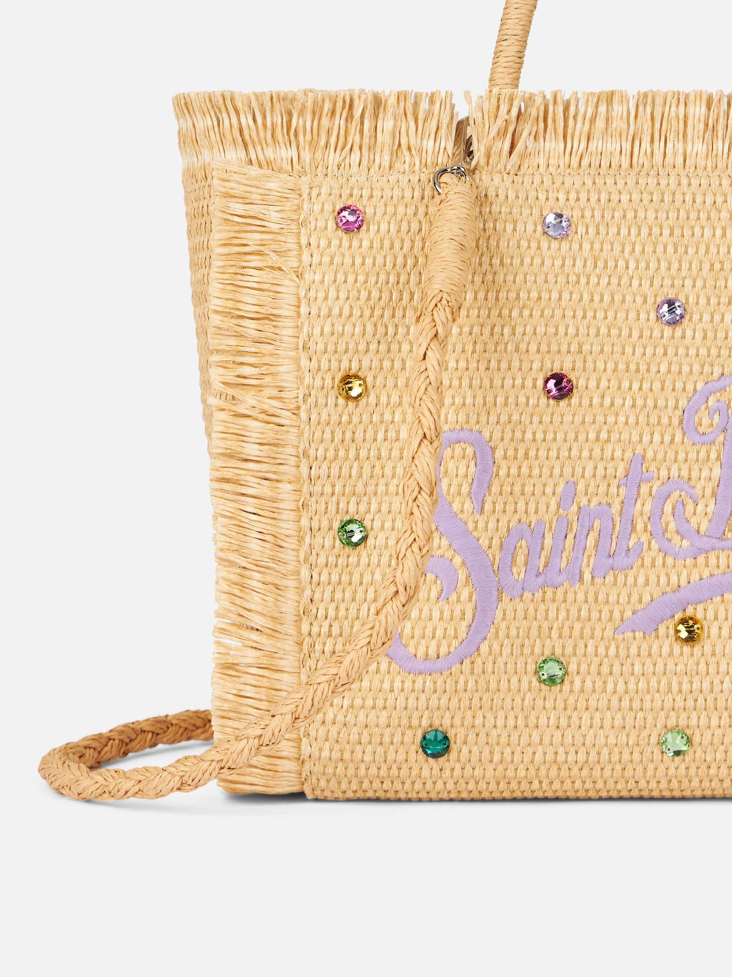 Colette Straw effect handbag with rhinestone embellishment