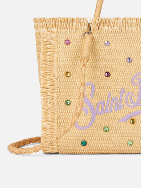 Colette Straw effect handbag with rhinestone embellishment