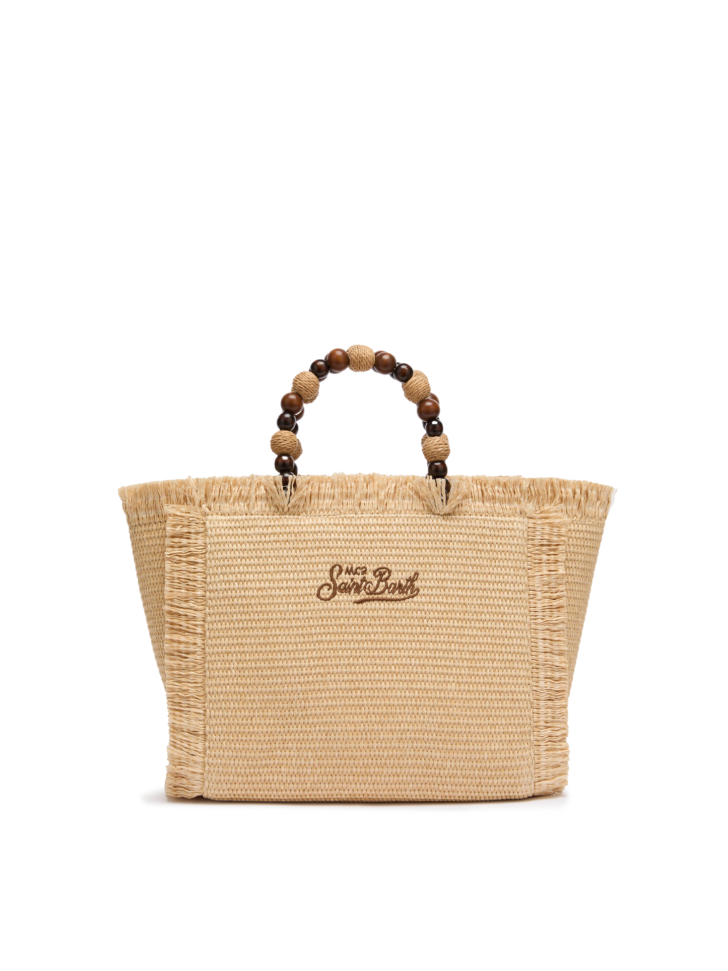 Colette Straw effect handbag with wooden beads and logo embroidery - MC2 Saint Barth