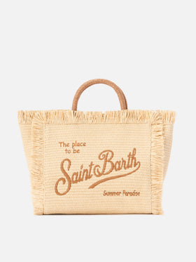 Borsa Colette effetto paglia con logo ricamato