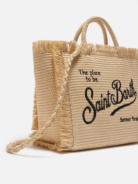 Colette straw effect bag with black embroidered logo