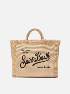 Colette straw effect bag with black embroidered logo