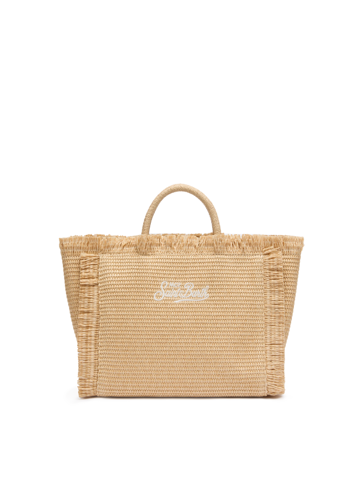 Colette Straw effect handbag with emboidered small logo - MC2 Saint Barth
