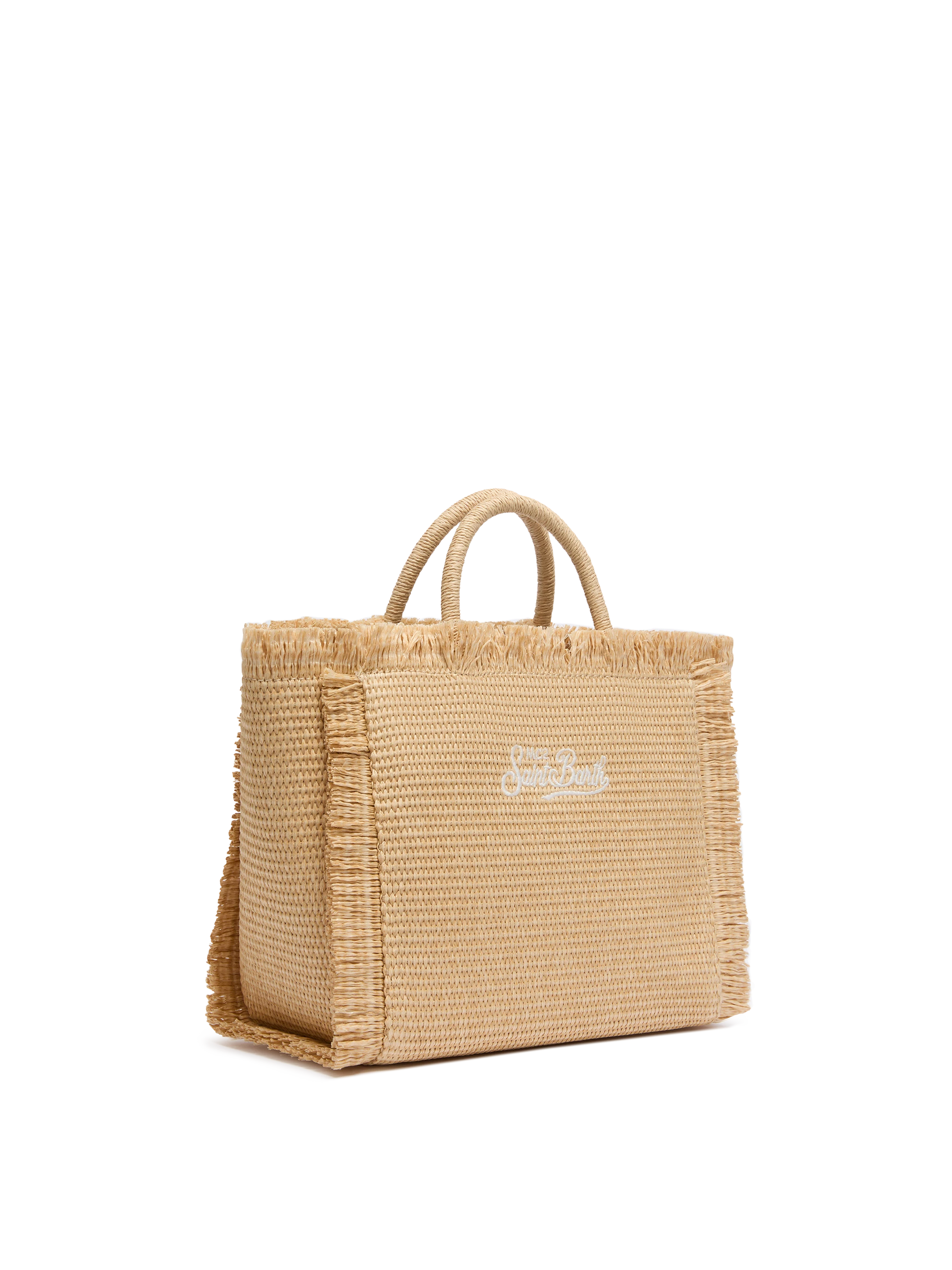 Colette Straw effect handbag with emboidered small logo - MC2 Saint Barth