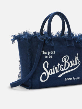 Blue solid color linen Colette bag