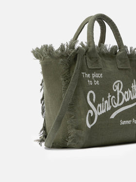 Borsa Colette in lino verde militare tinta unita