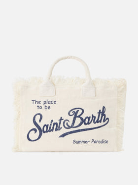 White solid color linen Colette bag