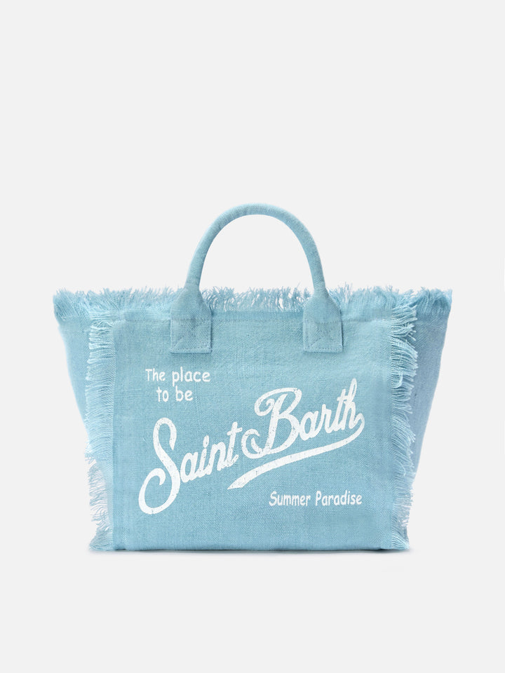 Light blue solid color linen Colette bag