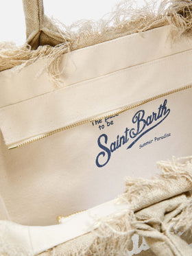 Borsa Colette in lino beige tinta unita