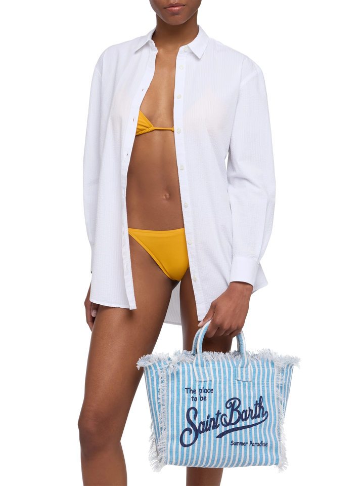 Colette linen handbag with striped print - MC2 Saint Barth