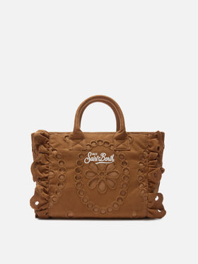 Colette Volant bag in brown broderie anglaise cotton
