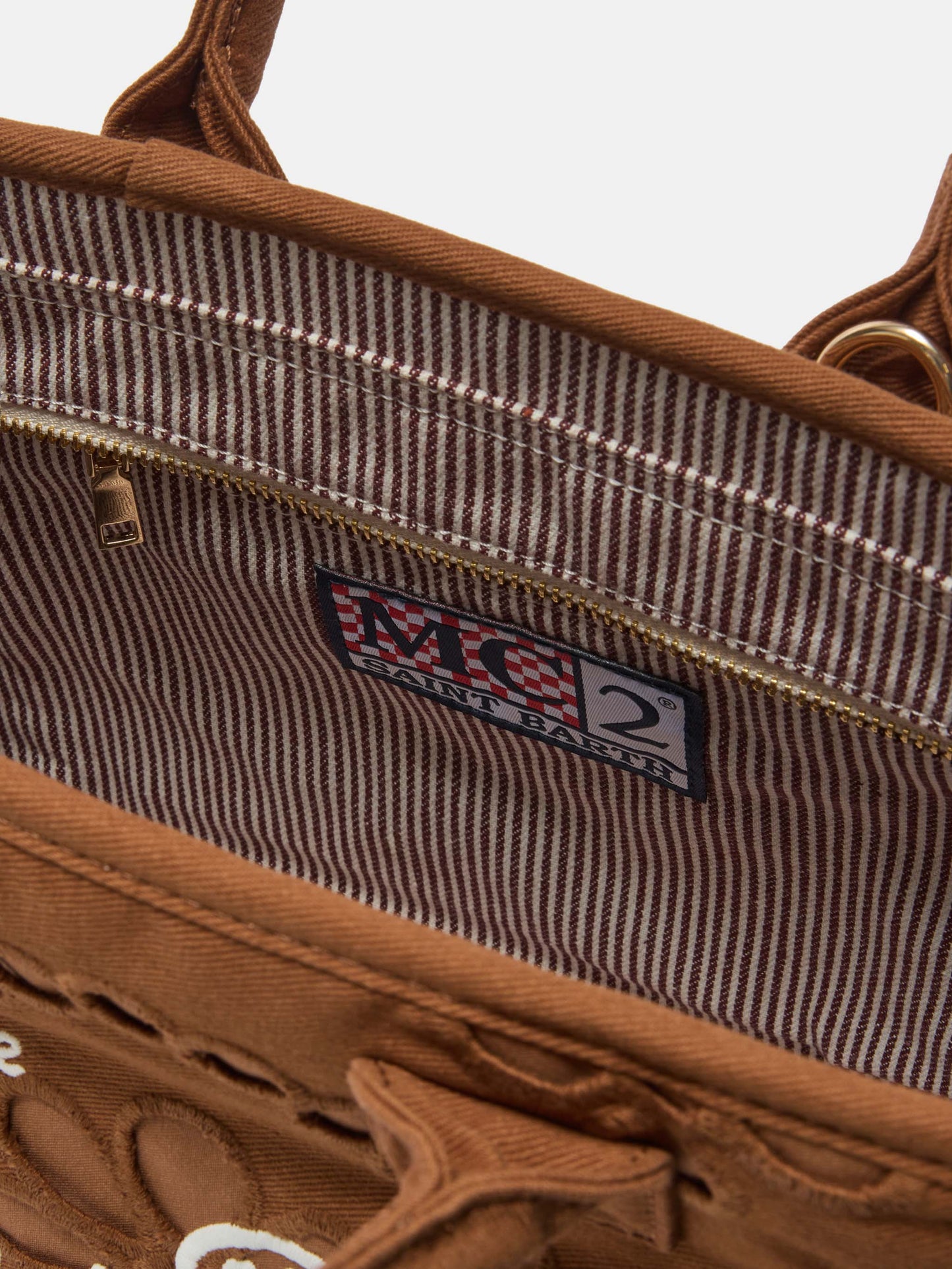 Colette Volant bag in brown broderie anglaise cotton