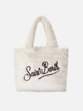 Colette Soft Handtasche aus weißem Kunstpelz