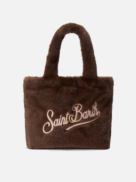 Borsa a mano Colette Soft in faux fur marrone