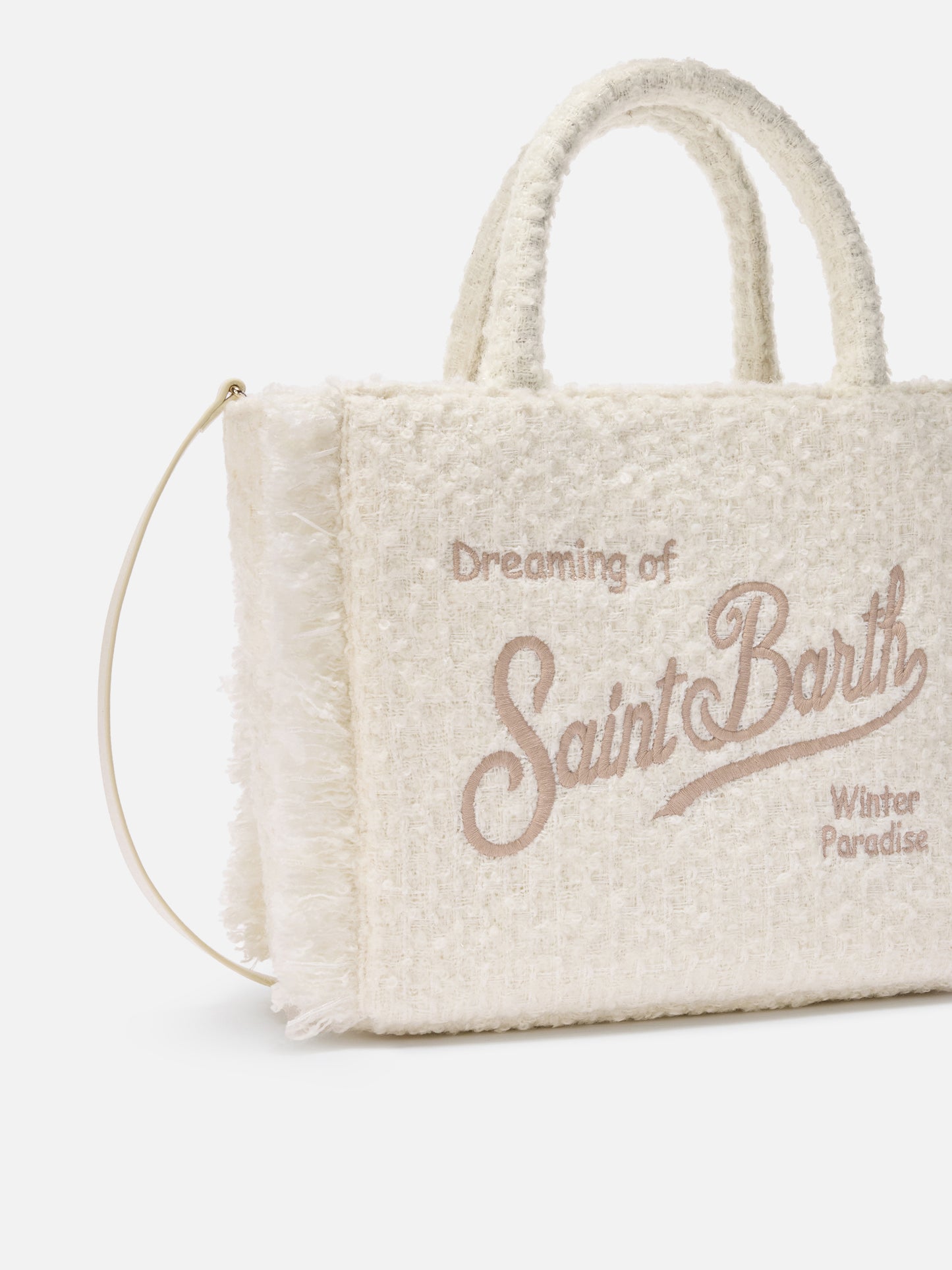 Borsa a mano Colette Tweed in misto lana bianca