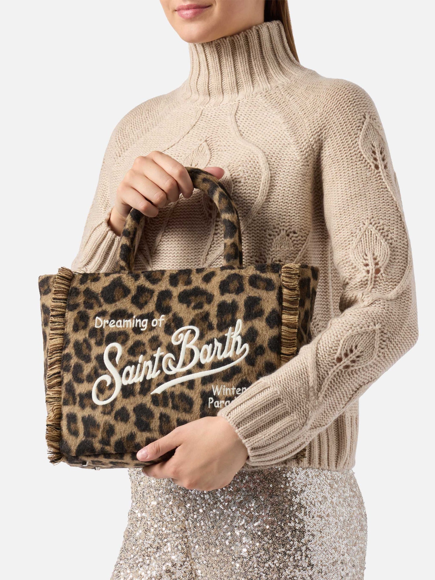 Colette Felt Handbag in leopard-print wool blend