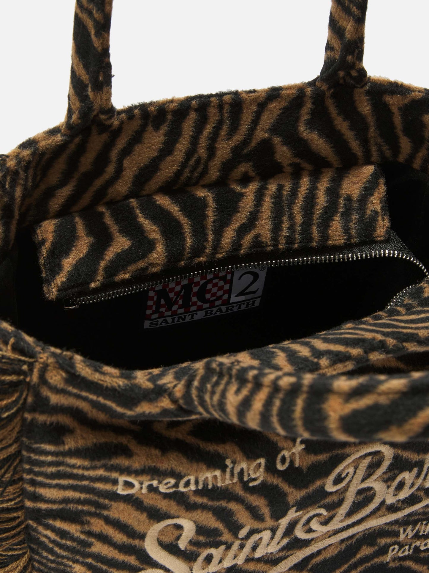 Colette Felt Handbag in zebra-print wool blend