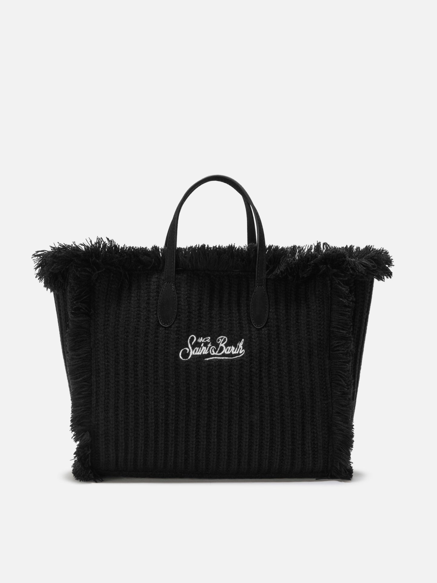 Colette Wool Rib Handbag in black braided wool blend