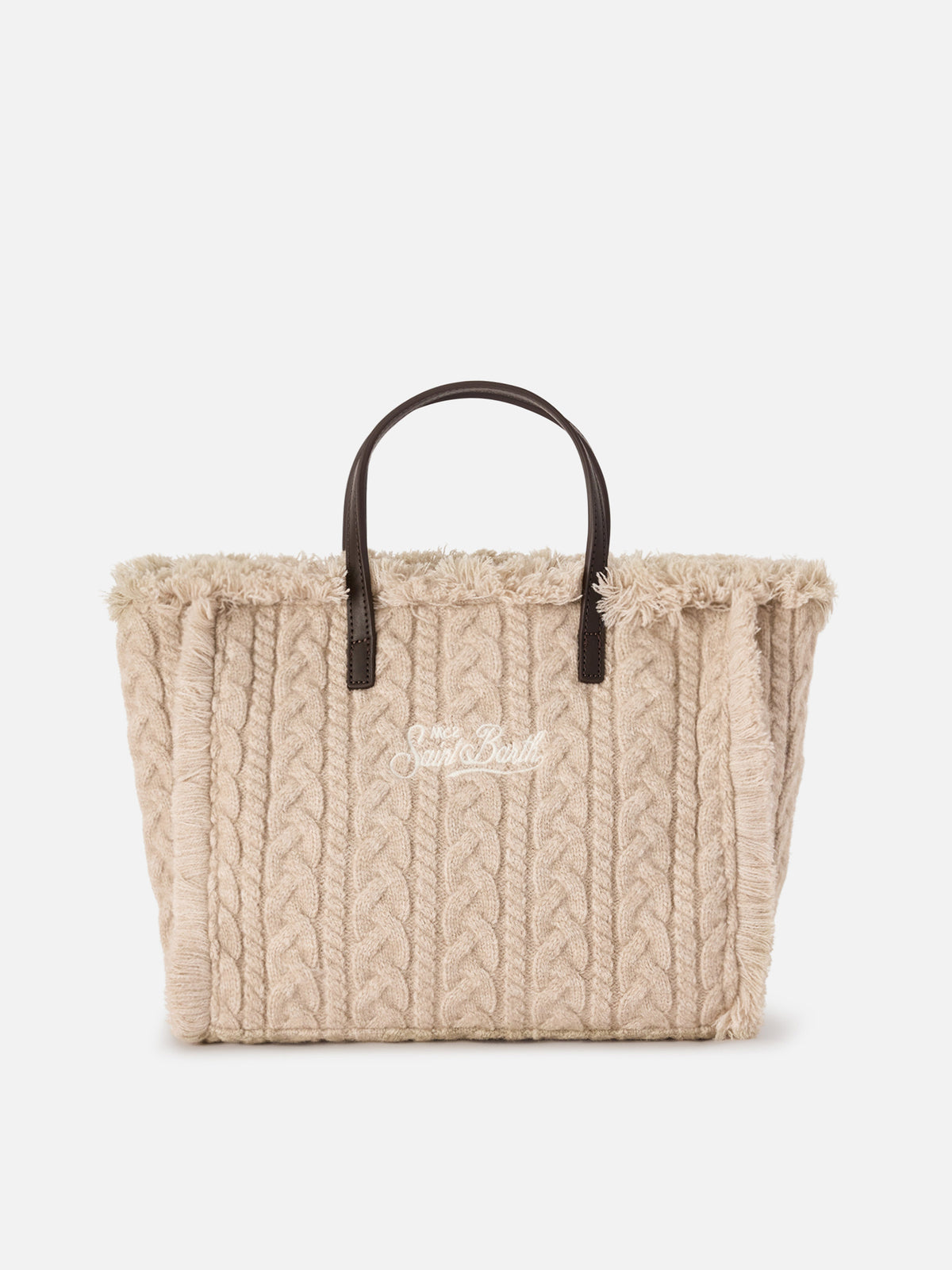 Beige Colette bag with cable knit design