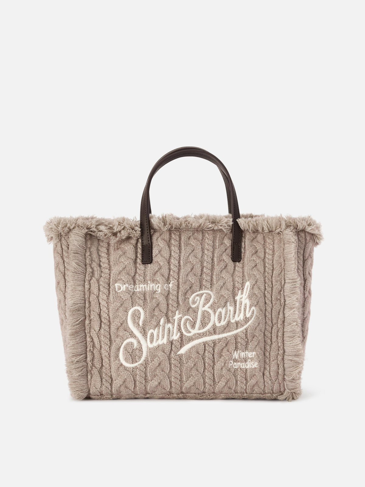Graue Colette Tasche mit Zopfmuster-Design 