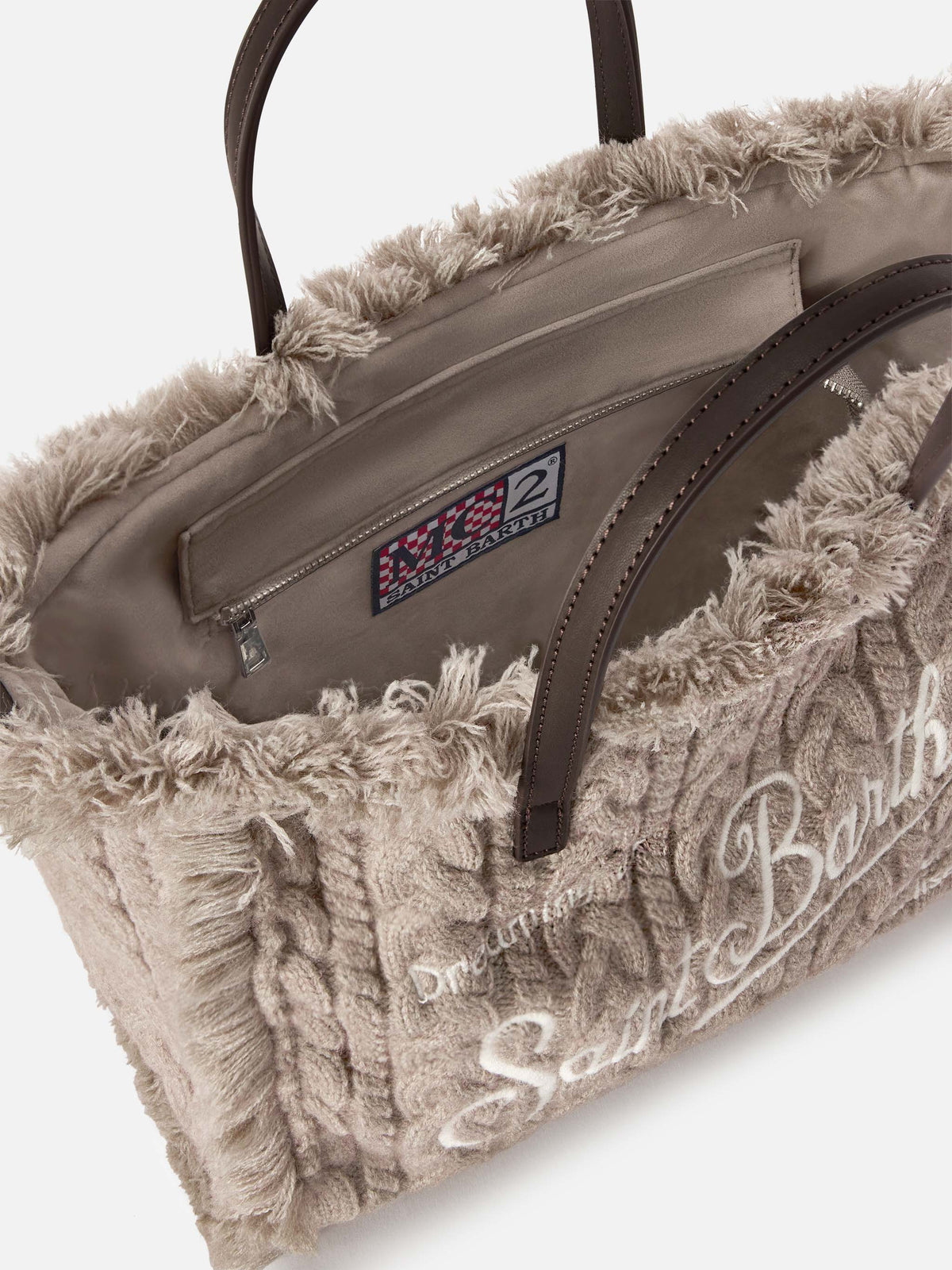 Graue Colette Tasche mit Zopfmuster-Design 