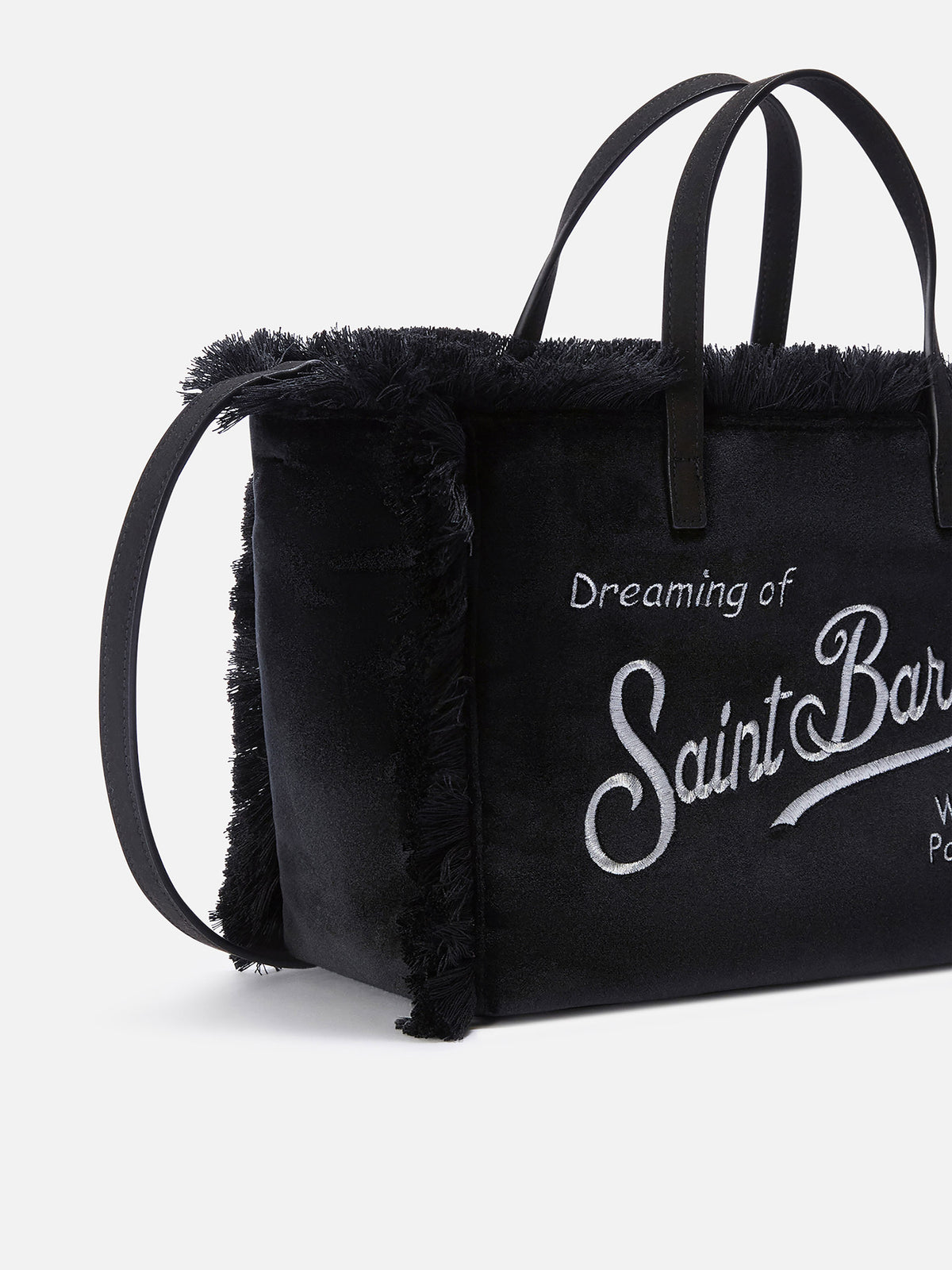 Black Colette velvet bag with logo embroidery
