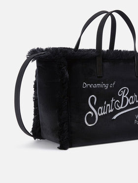 Black Colette velvet bag with logo embroidery