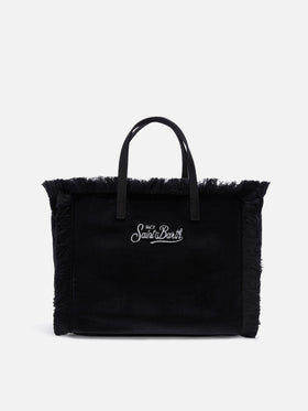 Black Colette velvet bag with logo embroidery