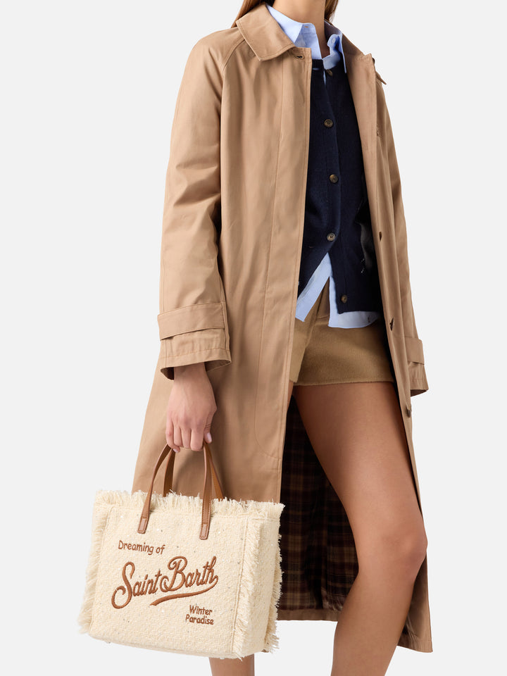 Sac Colette beige avec sequins et logo brodé 