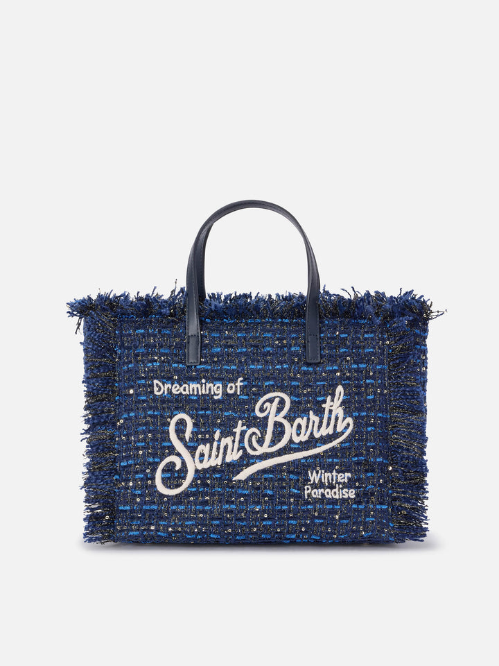 Borsa Colette blu navy con fili lurex e ricamo logo