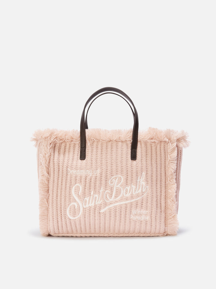 Sac Colette gris avec design en maille côtelée 
