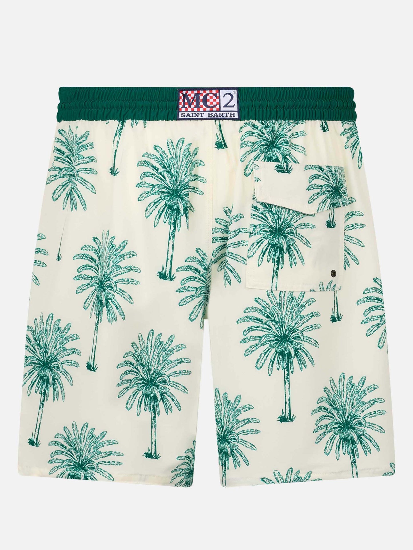 Long stretch Comfort Surf swim shorts with palm print