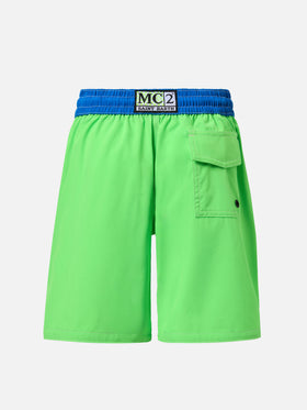 Comfort Surf Jr Badeshorts in Neongrün und Blau