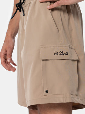 Beige classic stretch Comfort Travel swim shorts - MC2 Saint Barth
