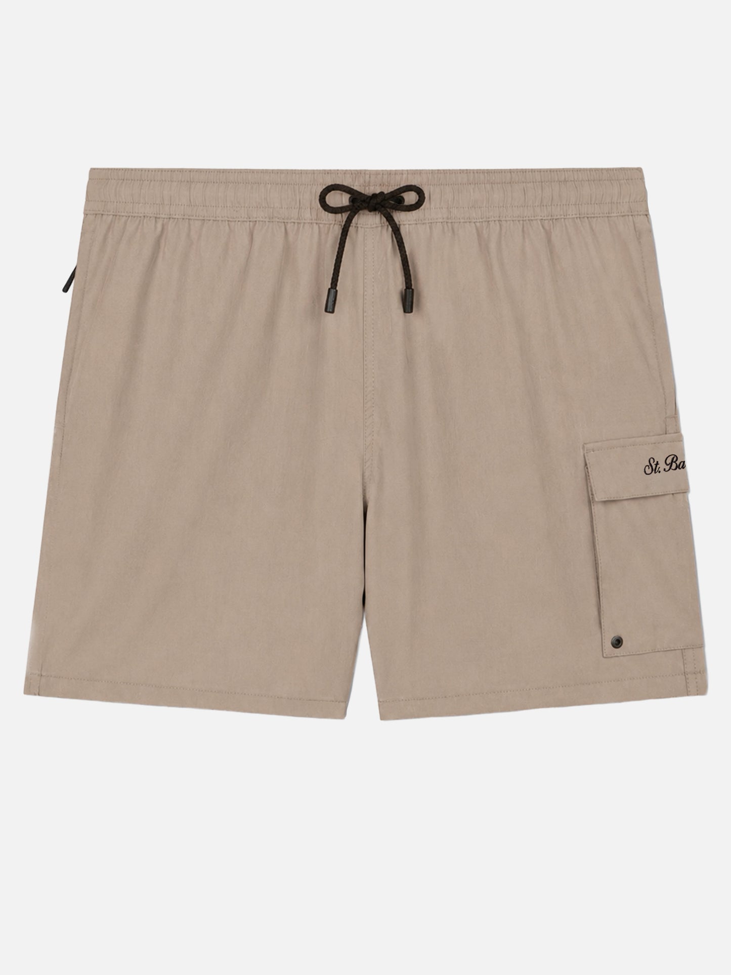 Beige klassische Stretch-Badeshorts Komfort Reise