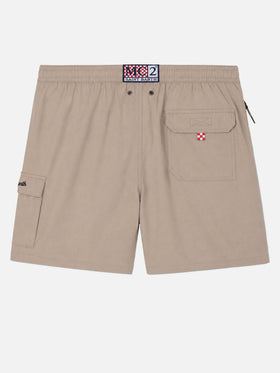 Beige klassische Stretch-Badeshorts Komfort Reise