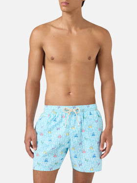 Bañador short clásico elástico Comfort Light con estampado de cangrejos 