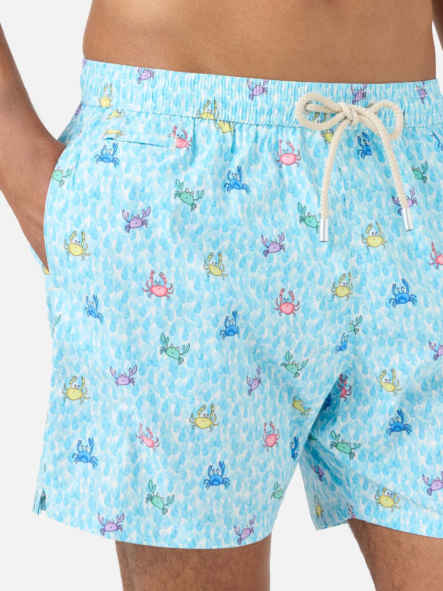 Bañador short clásico elástico Comfort Light con estampado de cangrejos 
