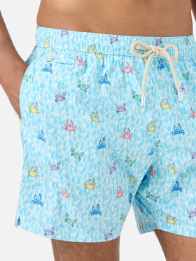 Bañador short clásico elástico Comfort Light con estampado de cangrejos 