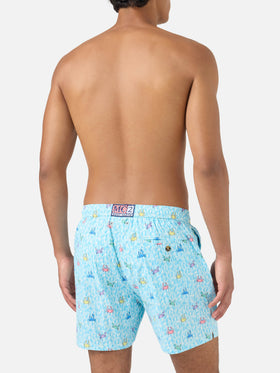 Bañador short clásico elástico Comfort Light con estampado de cangrejos 