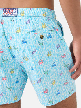 Bañador short clásico elástico Comfort Light con estampado de cangrejos 